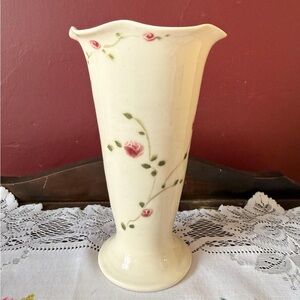 Floral on Ivory Vase Koleszar Pottery Prince Edward Island
